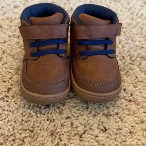 Brown Baby Shoes with Navy Accents….size 4